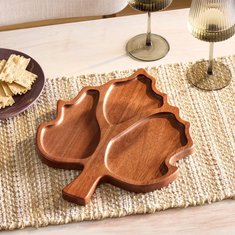 Better Homes & Gardens Figural Leaf Acacia Wood Serving Platter, 13.97 in x 11.41 in | Walmart (US)