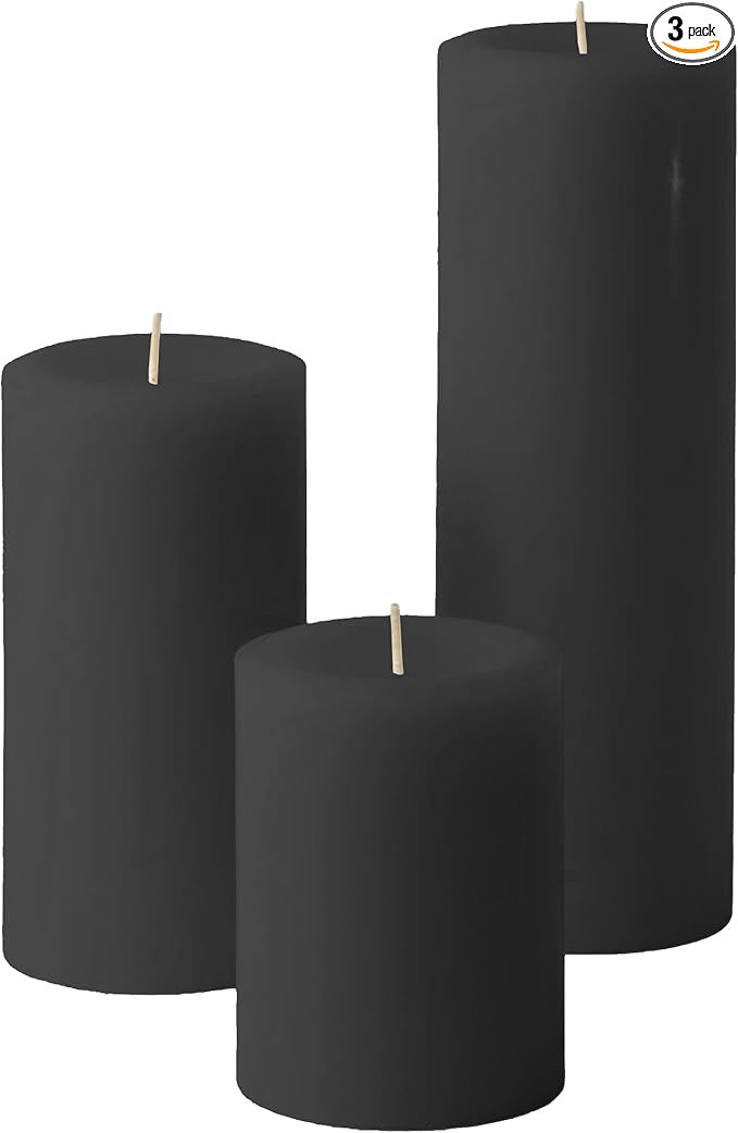 Mister Candle Unscented Dripless Pillar Candles Set of 3, Hand Poured 3 Inch Candles, Premium Wax... | Amazon (US)
