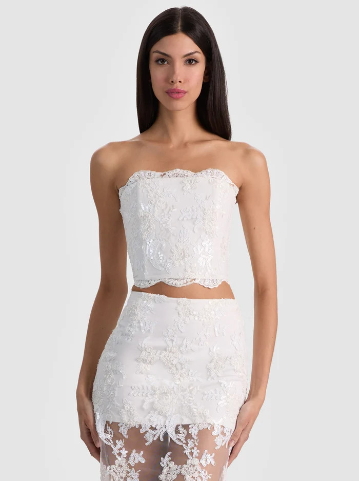 CERESI EMBELLISHED LACE BANDEAU TOP | Alice + Olivia