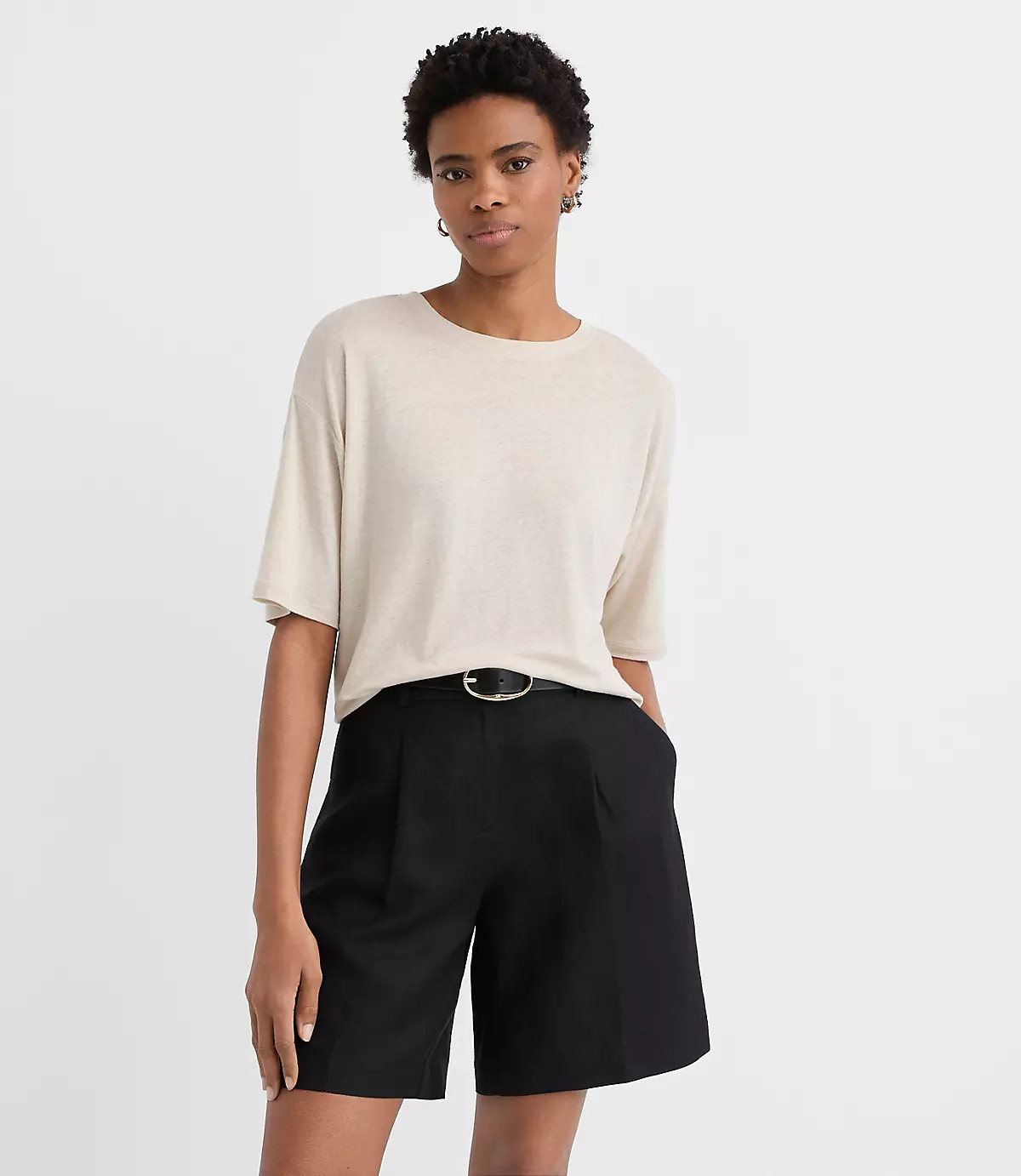 Petite Linen Blend Modern Tee | LOFT