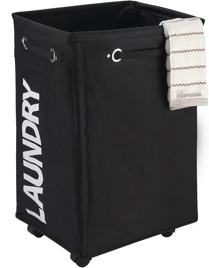 Caroeas 23" Pro+ Wheeled Laundry Hamper Black&White Breathable Cover Heavy Duty Laundry Sorter Di... | Amazon (US)