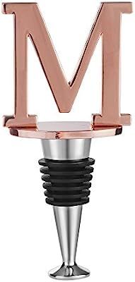 Wine and Beverage Bottle Stopper With Rose Gold Finish,M-Initial (Letter M) | Amazon (US)
