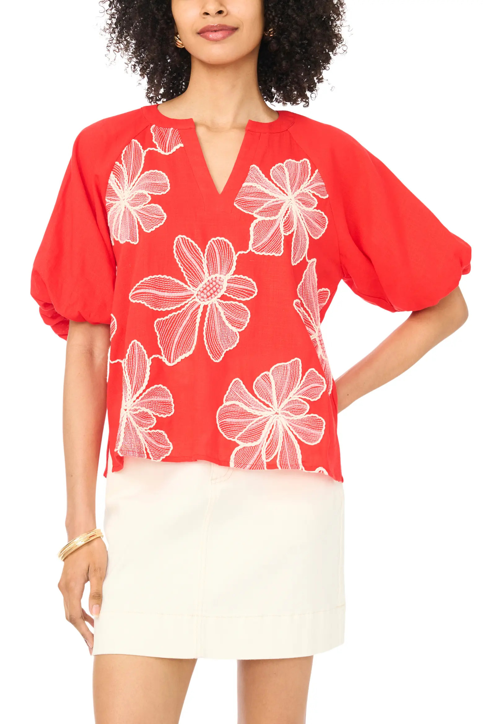 Puff Sleeve Floral Print Peasant Top (Women) | Nordstrom | Nordstrom