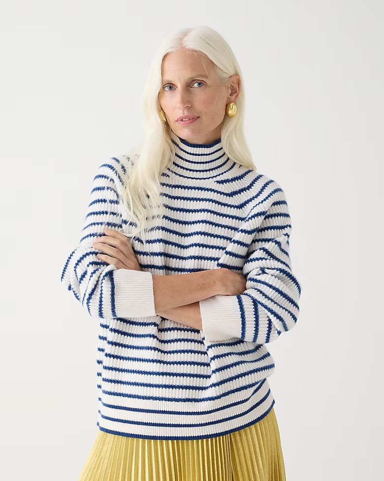 Ribbed cashmere turtleneck sweater in stripe | J.Crew US