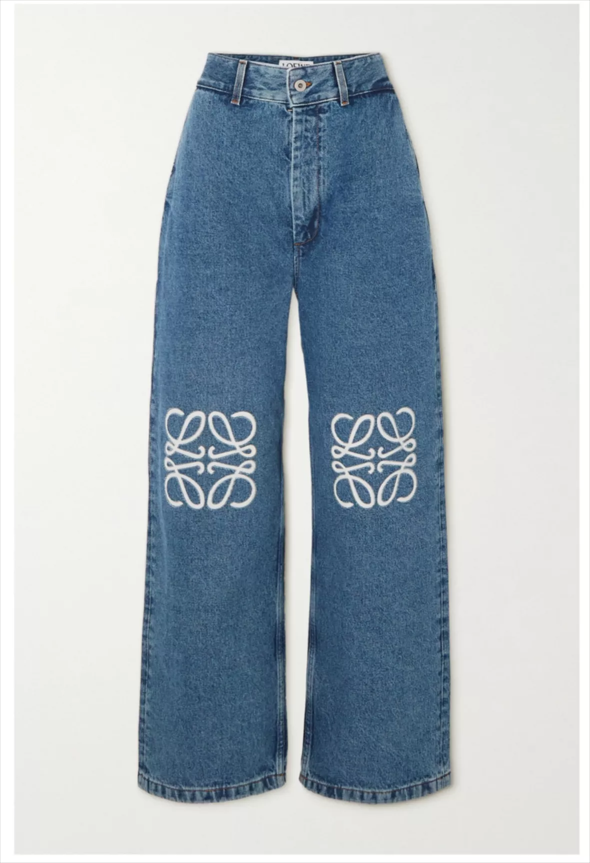 LOEWE blue Embroidered Anagram Baggy Jeans