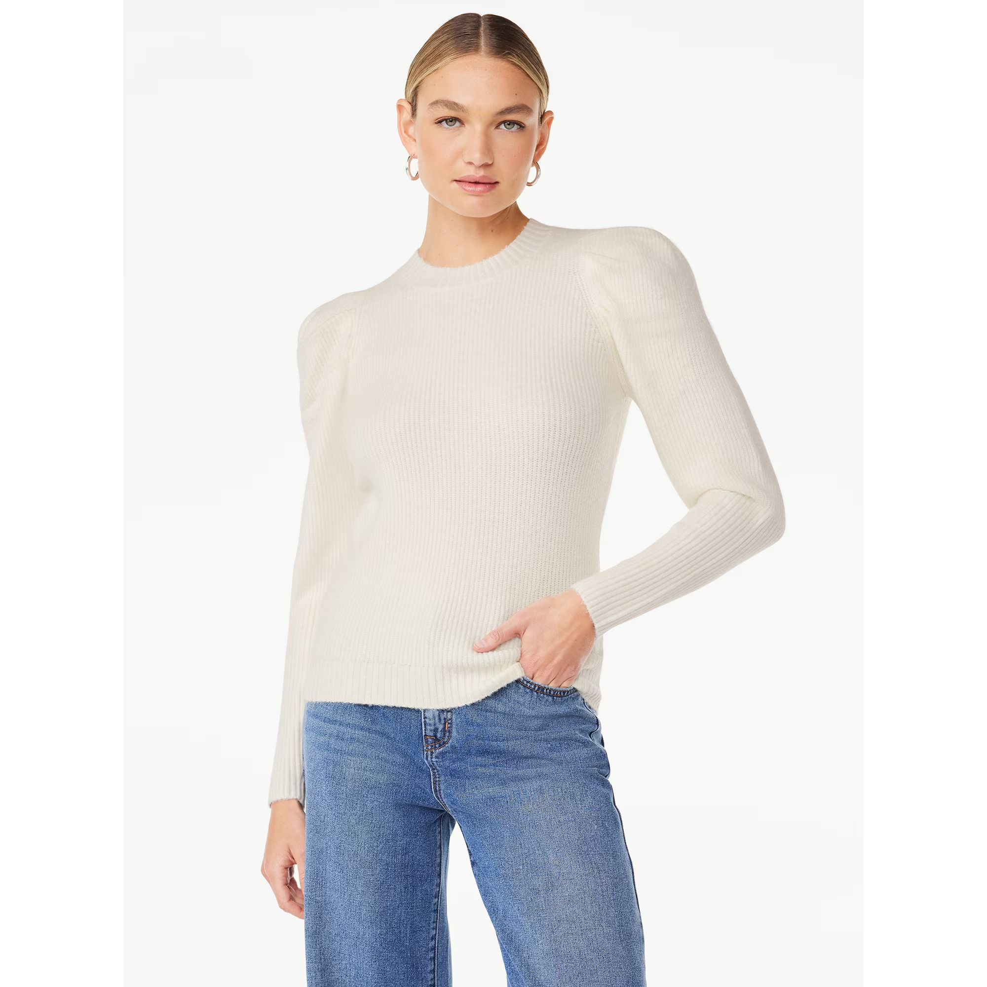 Scoop Women's Pullover Sweater with Long Sculped Sleeves, Sizes XS-XXL - Walmart.com | Walmart (US)