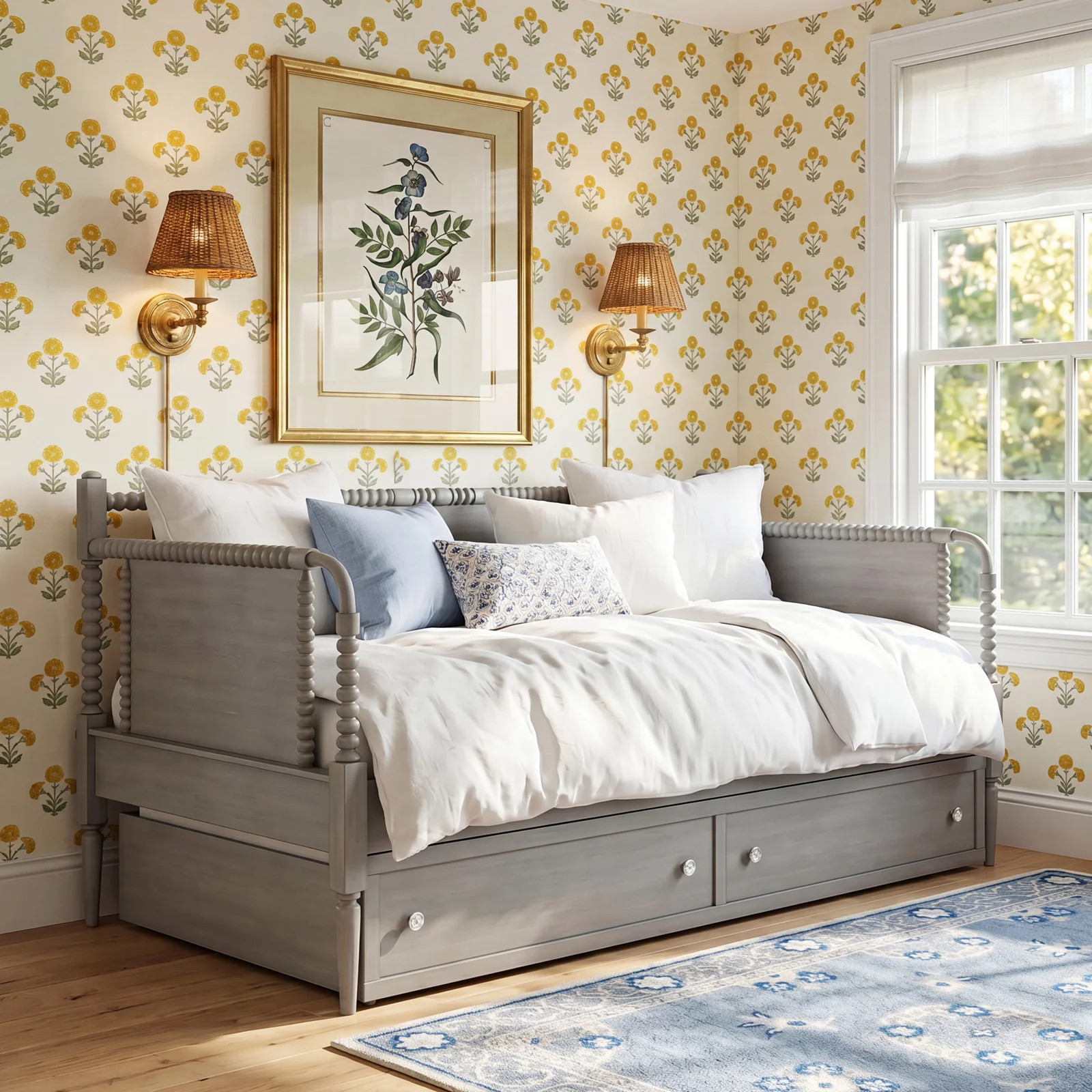 Delaria Turned Leg Daybed with Trundle - Twin | Birch Lane