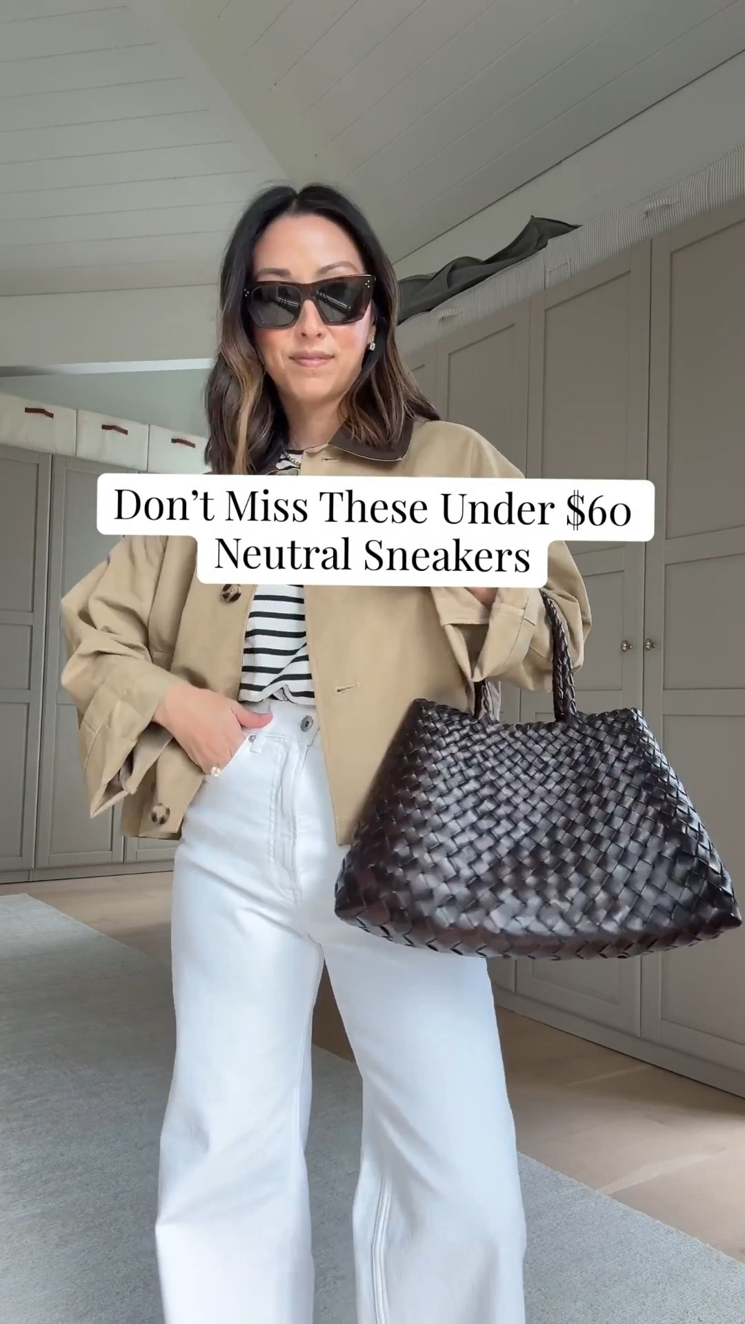 Under $60 neutral sneakers from Zara. Run tts and very comfy. Love the colors on this one!

Zara jacket xs
Kule tee medium
Everlane Sailor 2.0 wide leg jeans 25 - cut hems 
Zara sneakers 6
Dragon Diffusion bag small
Celine sunglasses
Dorsey earrings medium

Petite style, spring outfits 2026

#LTKgrwm #LTKmomlife #LTKPetite