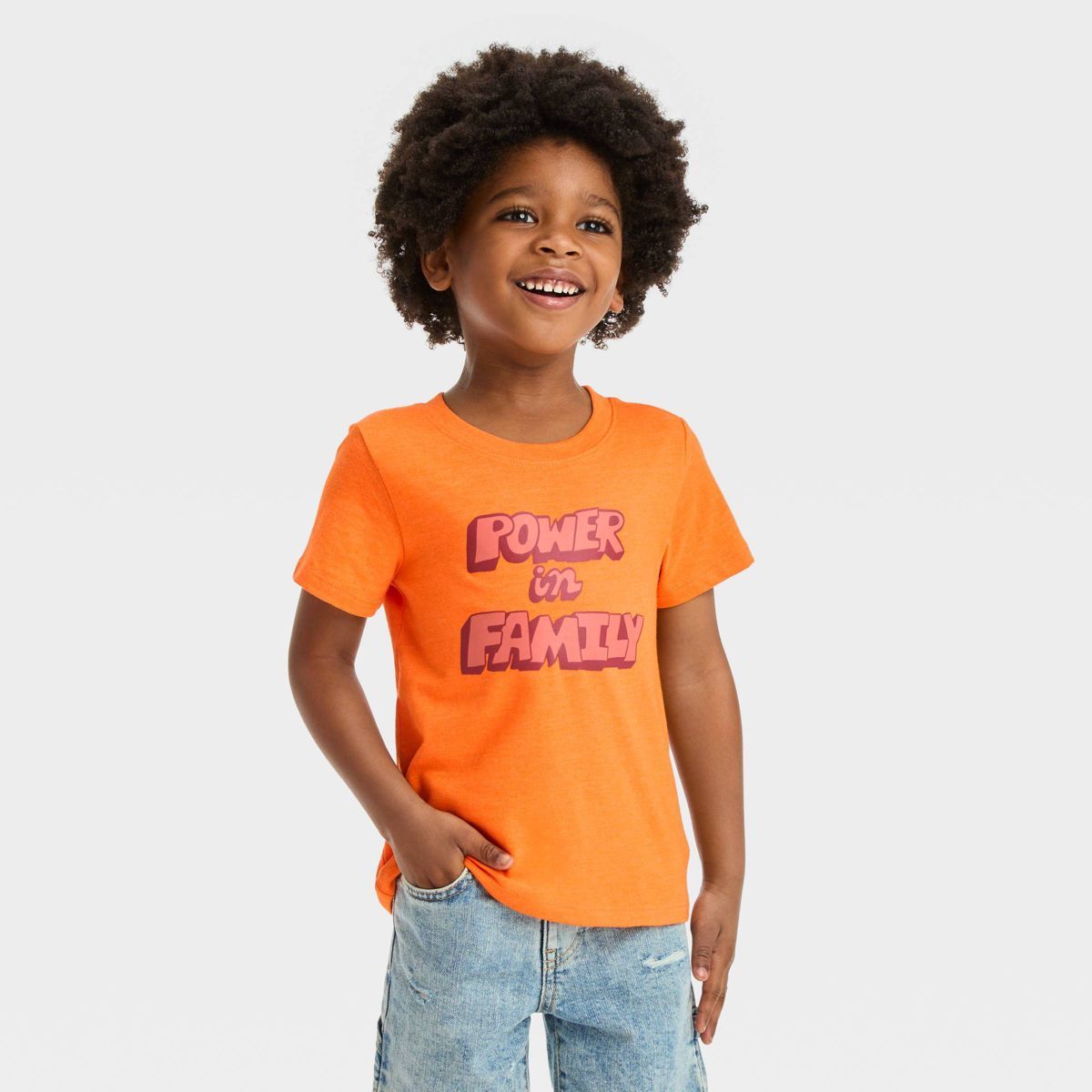 Toddler Boys' Short Sleeve Power In The Family Graphic T-Shirt - Cat & Jack™ Orange | Target