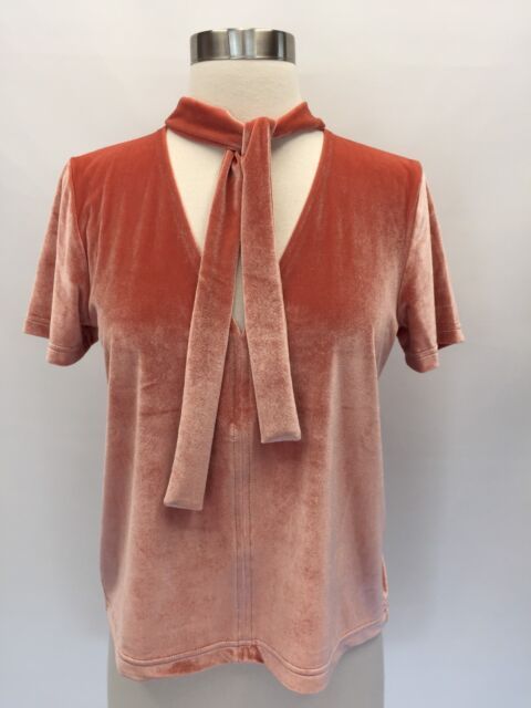 Madewell Women’s Top Velvet Tie Neck Shirt Blouse Sz XS XSmall Dried Coral H4045 | eBay | eBay US