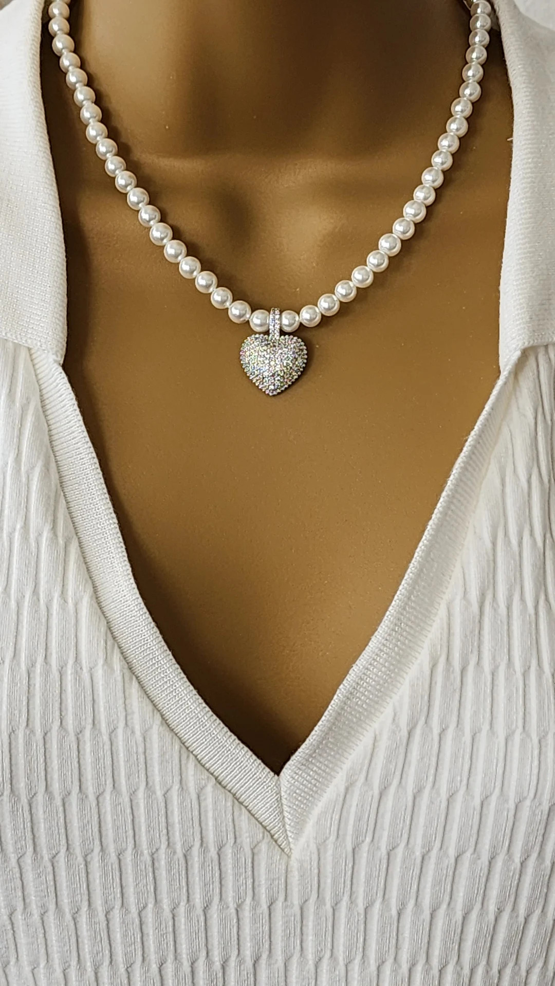 Gemston Necklace Pearl Heart Pendant Necklace Mothers Day - Etsy | Etsy (US)