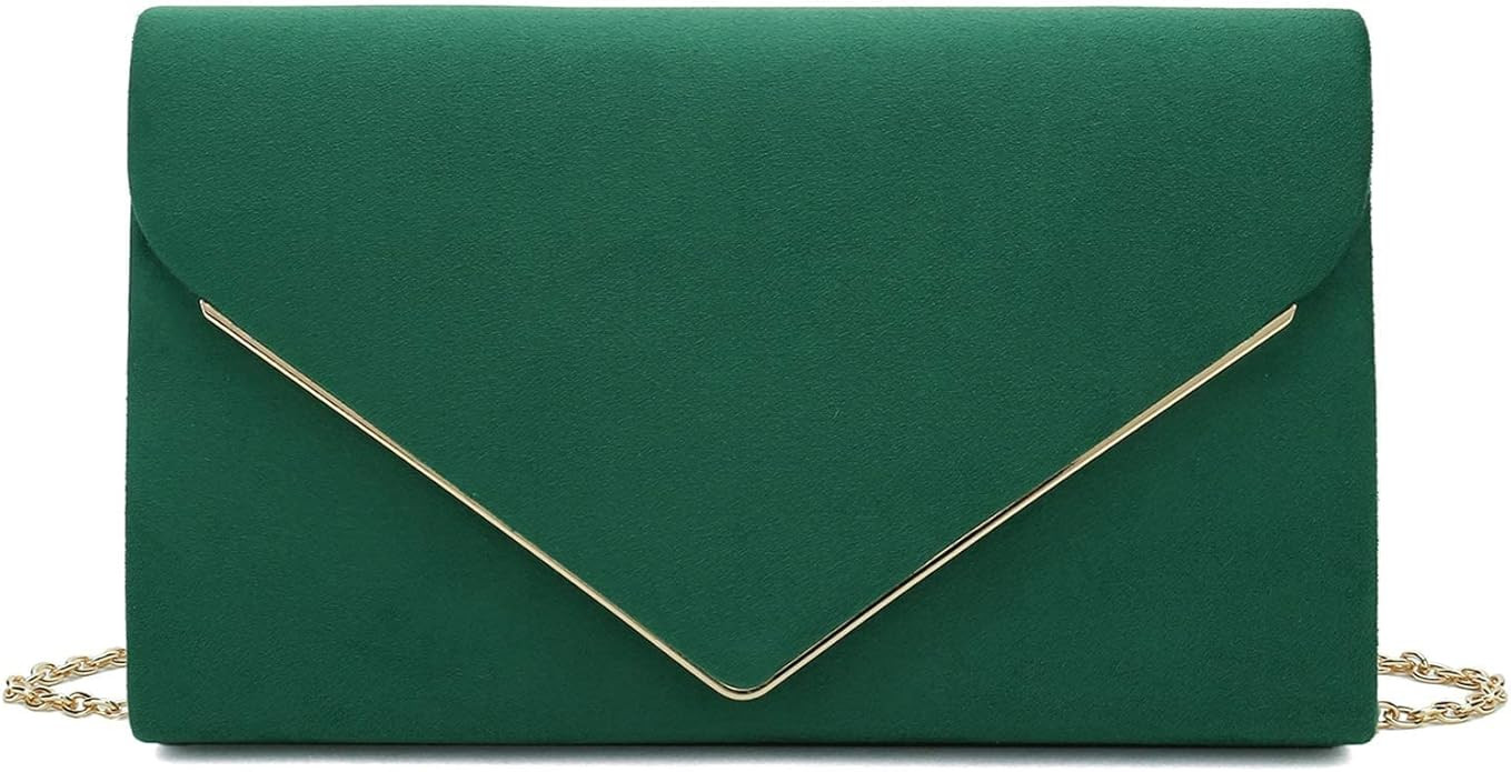 Charming Tailor Faux Suede Clutch Bag Elegant Metal Binding Evening Purse for Wedding/Prom/Black-... | Amazon (US)