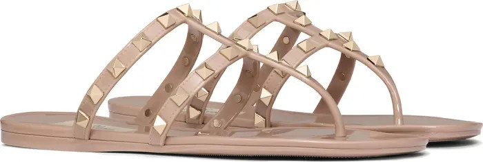 Rockstud T-Strap Flat Sandal (Women) | Nordstrom