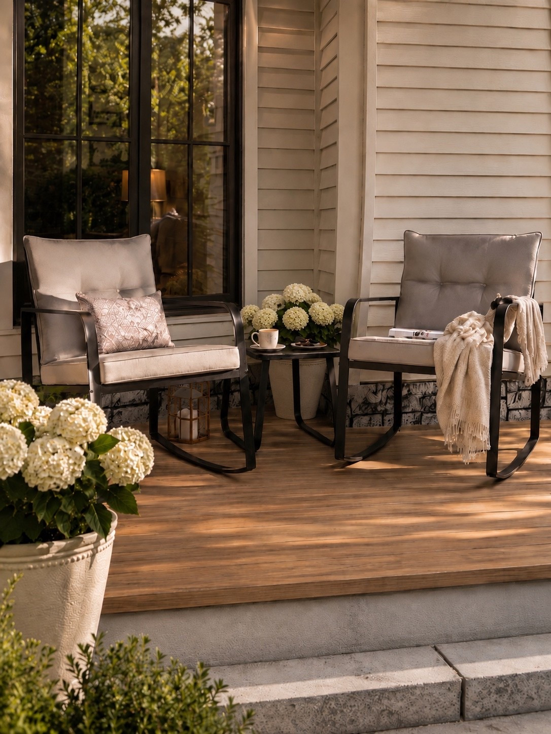 Cozy Porch Moments 🤍✨

There’s just something about a pair of rocking chairs on a warm porch that feels instantly comforting 🌿 The soft neutral cushions, layered textures, warm wood decking, and blooming hydrangeas create the perfect cozy outdoor retreat for slow mornings and peaceful evenings. Add a coffee and a soft throw blanket, and it’s basically porch perfection ☕✨

Linking all my favorite porch furniture and outdoor decor finds on LTK 🌿

Follow @farmtotablecreations on Instagram for more cozy outdoor spaces and elevated home inspiration ✨

#LTKHome #FrontPorchDecor #CozyHome #OutdoorLiving #PorchGoals #PatioInspo #ModernFarmhouse #NeutralDecor #OutdoorFurniture #BackyardInspo #HomeDecorFinds #PorchStyling #OutdoorStyling #LTKStyle #HomeInspo

#LTKSeasonal #LTKHome #LTKSaleAlert