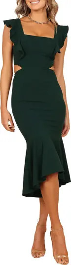 Yvonne Ruffle Trim Cutout High-Low Dress | Nordstrom