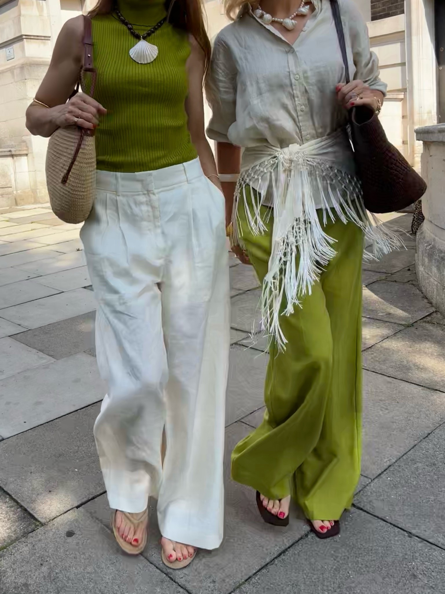 Heatwave summer outfit ideas- lime green and cream! Wide leg trousers & Linen trousers with linen shirt and fringe scarf.
She’ll jewellery for a fun twist!

#LTKsummer #LTKuk