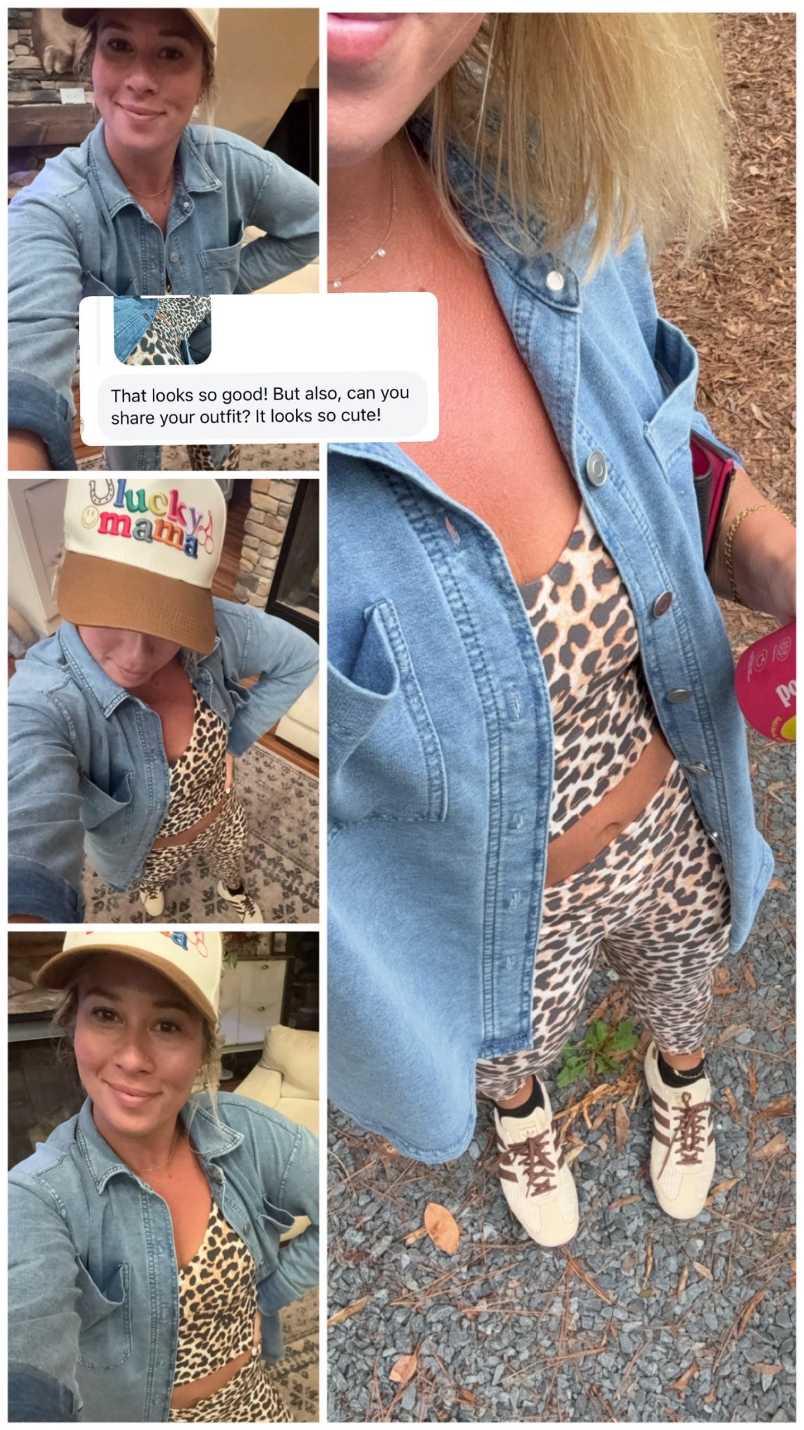 Love this casual active outfit! Looks so good on and perfect for transitioning into fall. Leggings are petite friendly! Wear small short leggings, medium bra top, small jean shacket. This hat is a favorite from Etta and East. Paired with these adidas that i sized .5 down in. 

Casual outfit, fall outfit, mom outfit, fit mom look, petite mom

#LTKSaleAlert #LTKStyleTip #LTKPetite