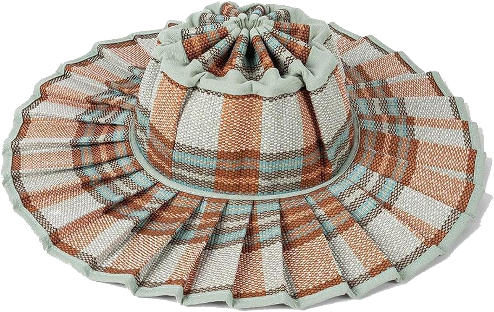 Women's Straw Reversible Pleated Sun Hat, Wide Brim Foldable Casual Outdoor Beach Hat Summer Sun ... | Amazon (US)