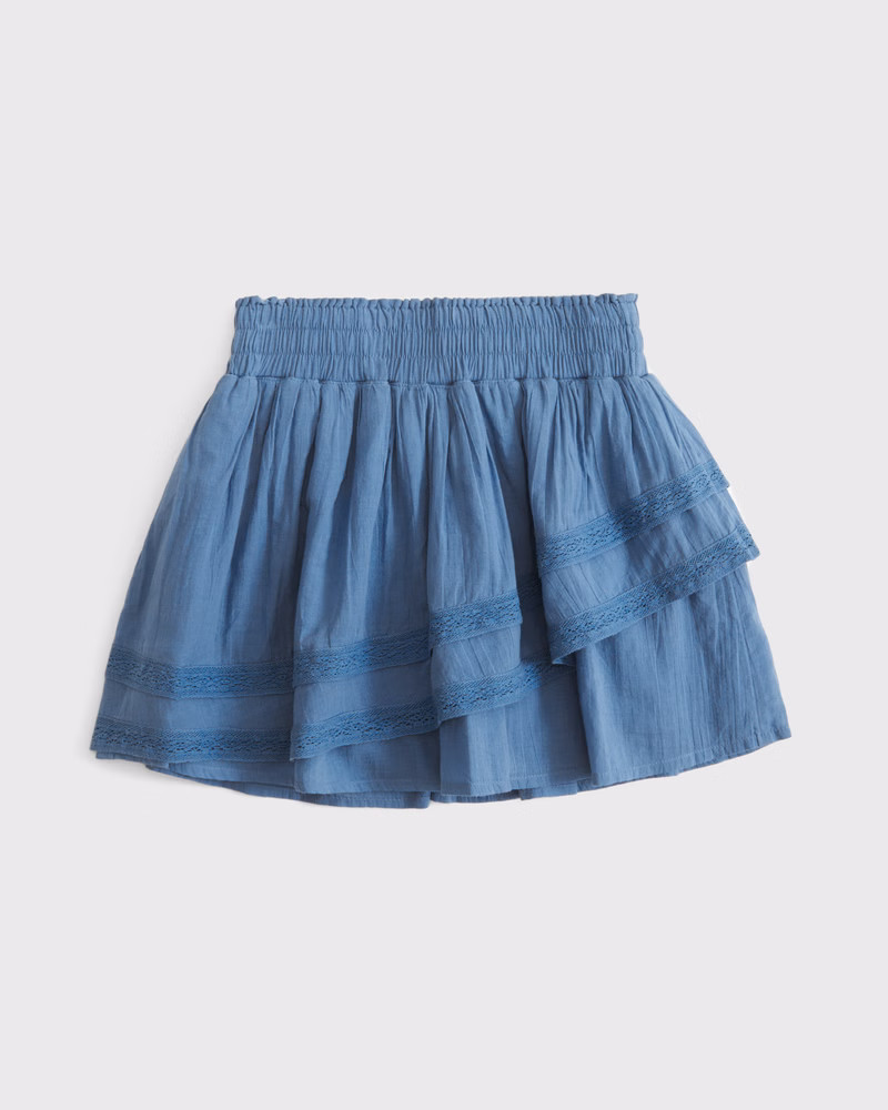 girls lace-trim tiered mini skort | girls matching sets | Abercrombie.com | Abercrombie & Fitch (US)