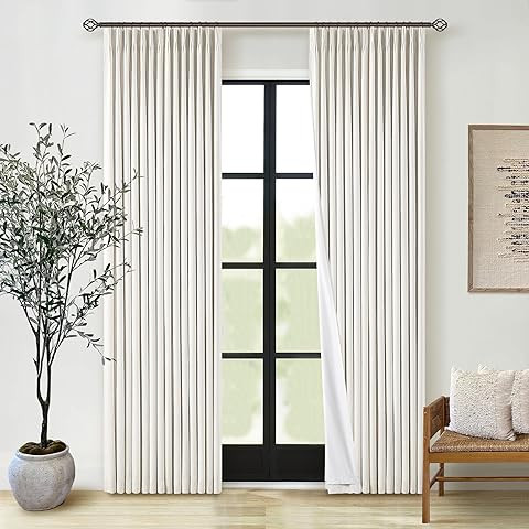 42 W x 102 L inch Pinch Pleat Darkening Drapes Faux Linen Curtains with Lining Drapery Panel for ... | Amazon (US)