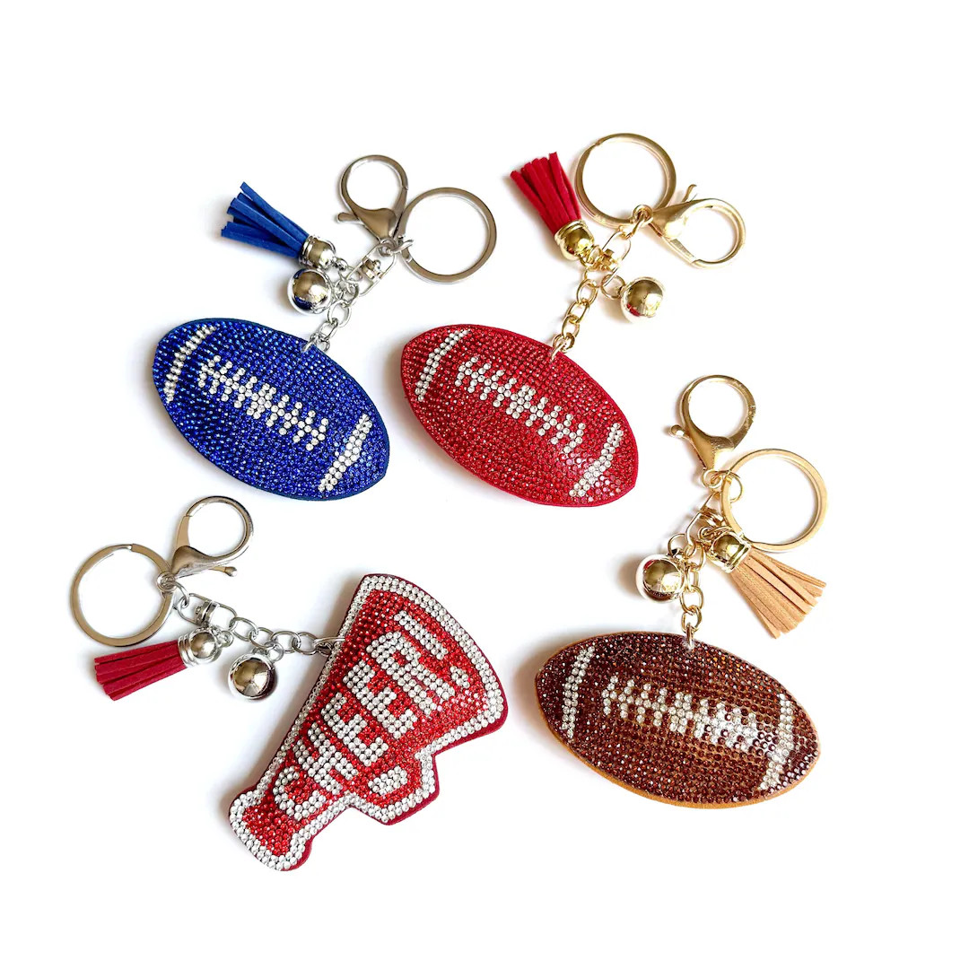Football & Cheer Cushioned Keychain / Bag Charm: Fun Bling Football Keychain, Cheer Keychain, Gam... | Etsy (US)