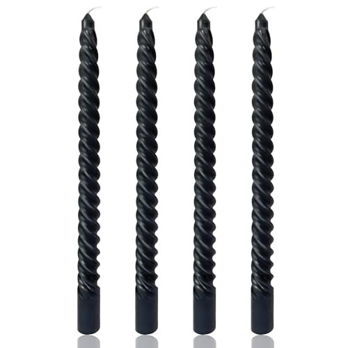 10 Inch Black Spiral Taper Candles for Dinner Party Halloween Home Decoration, 4 Pack Twisted Candlesticks for Wiccan Rituals Funeral and Memorial Services | Amazon (US)
