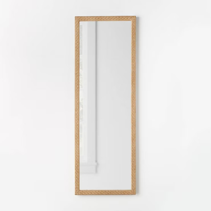 22" x 65" Woven Check Full Length Mirror Natural - Threshold™ designed with Studio McGee | Target