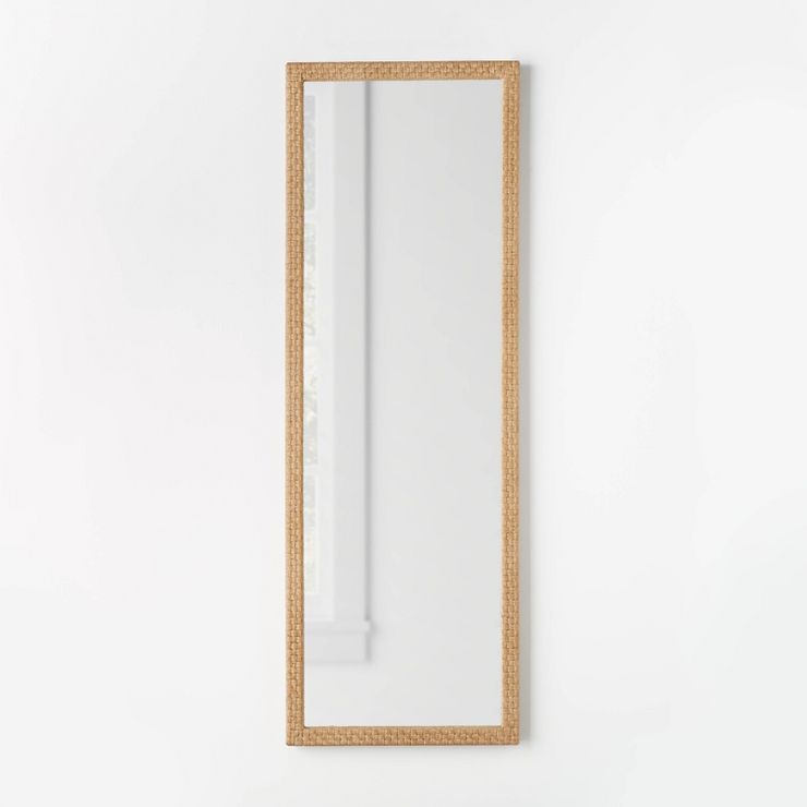 22" x 65" Woven Check Full Length Mirror Natural - Threshold™ designed with Studio McGee | Target