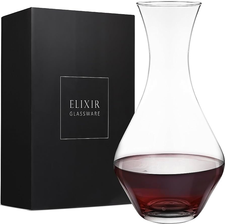 Red Wine Decanter - Hand Blown Crystal Wine Carafe - Glass Decanter Aerator for Cabernet, Pinot N... | Amazon (US)