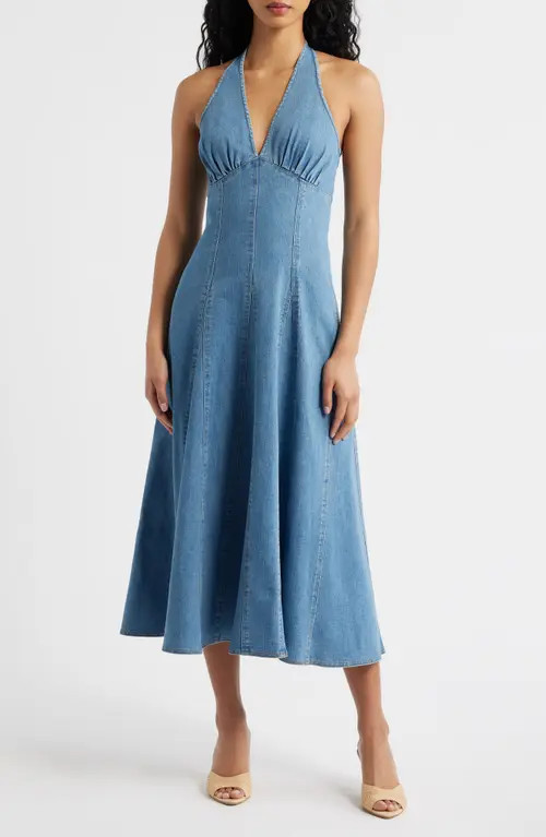 FREEMARKET Denim Halter Dress in Medium Denim at Nordstrom | Nordstrom