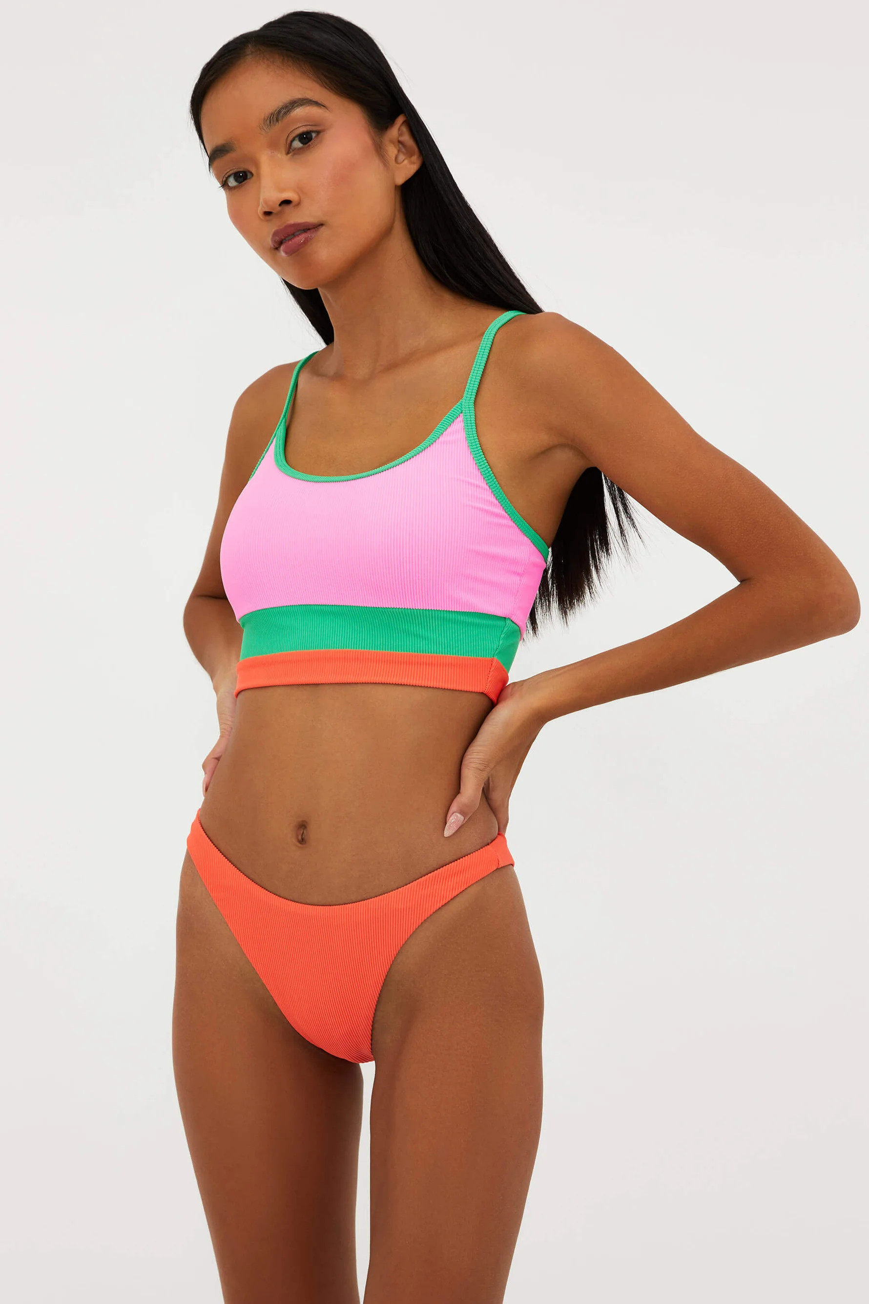 Eva Top Coral Beach Colorblock | Beach Riot