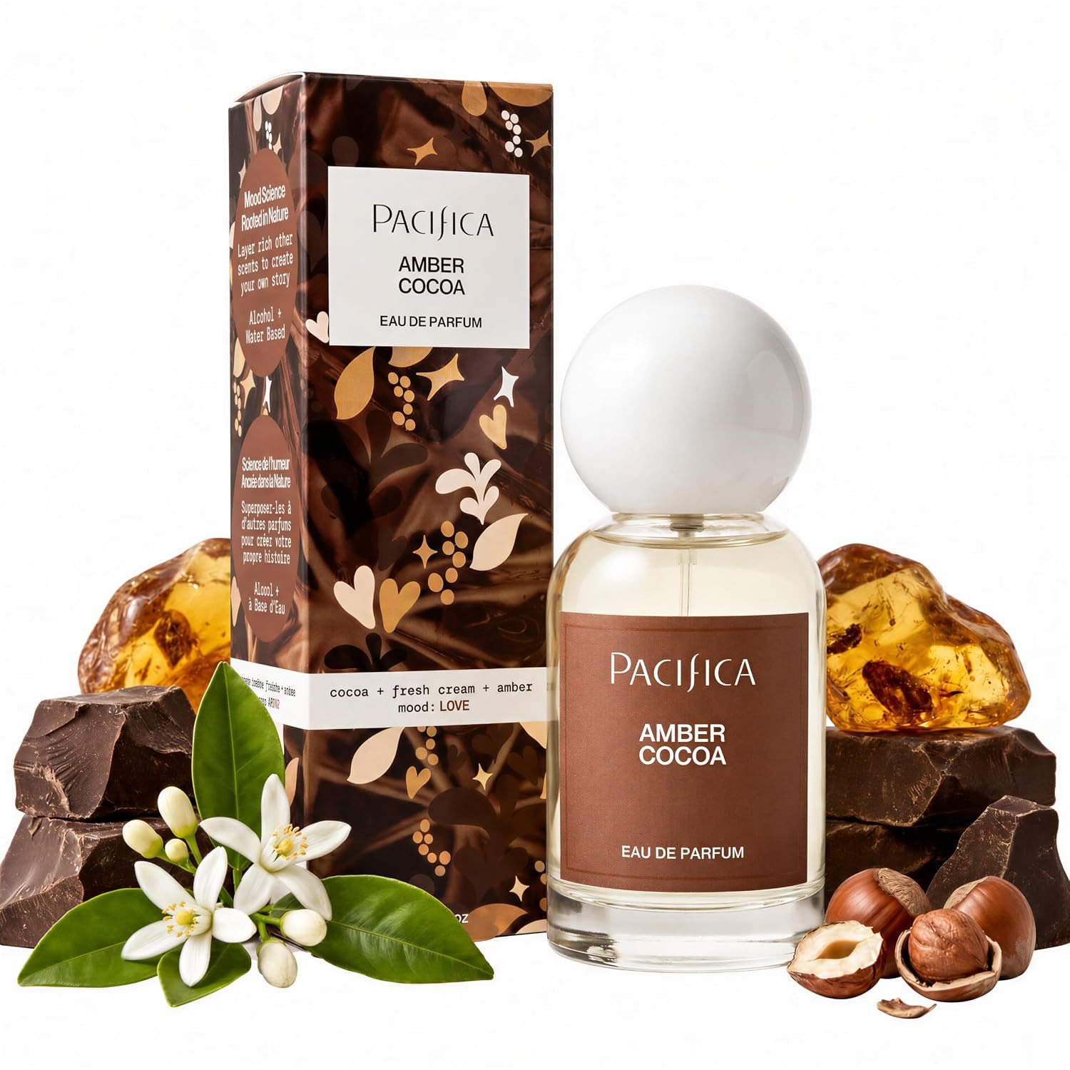 Pacifica Amber Cocoa Eau de Parfum – Warm Spiced Gourmand Perfume for Women with Cinnamon, Coffee, Vanilla & Sandalwood, Long Lasting, Vegan, Cruelty-Free, Paraben-Free, 1 fl oz | Amazon (US)
