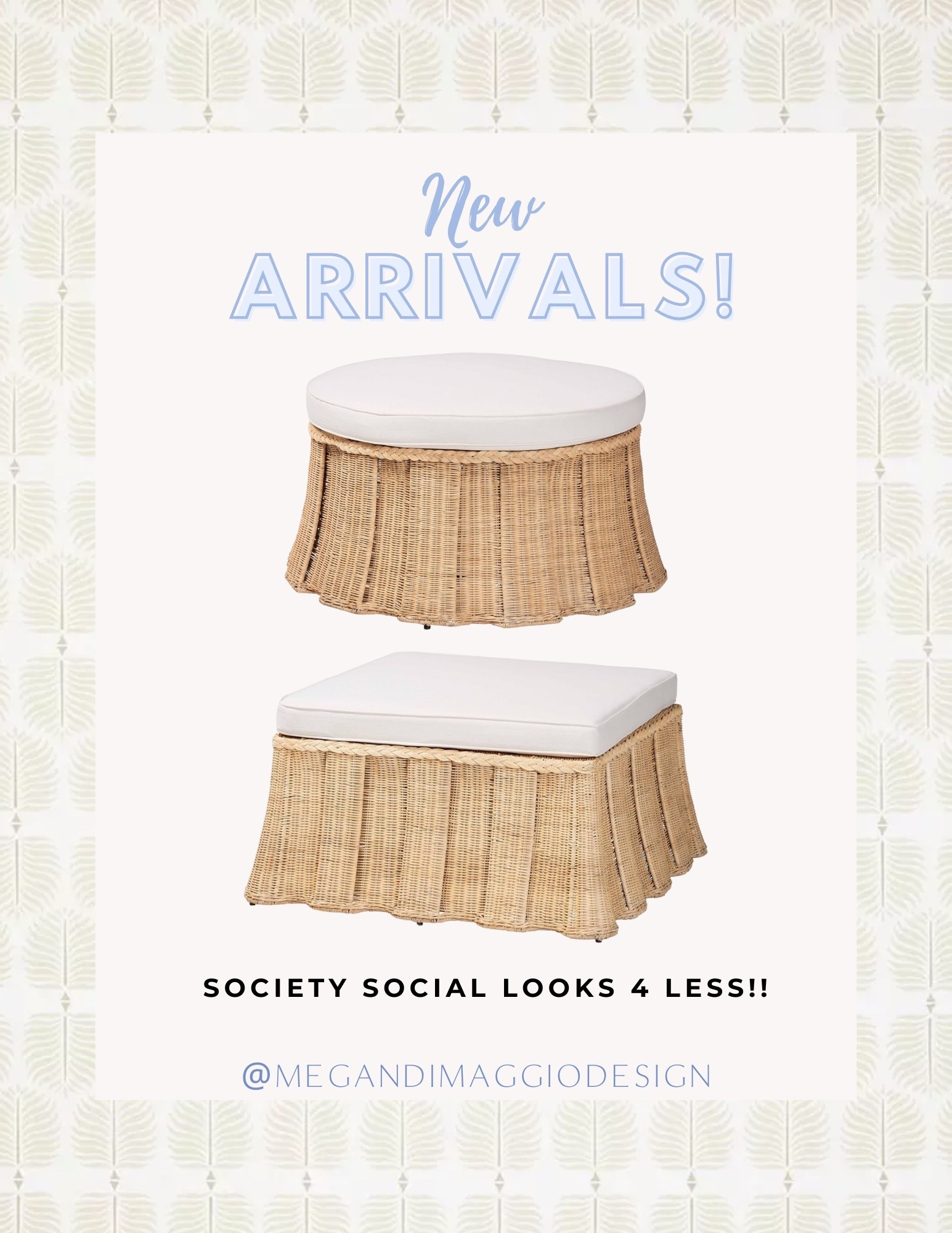 NEW Society Social scalloped rattan ottomans just added online!!! Love the look of these!! Available in round or square!! 😍🙌🏻

#LTKHome #LTKSaleAlert