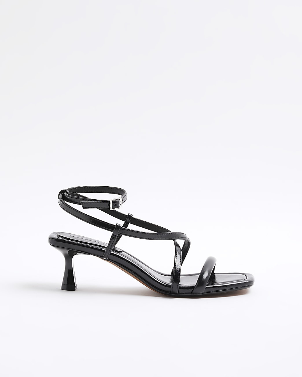 Black Wide Fit Kitten Heeled Strappy Sandals | River Island UK & IE