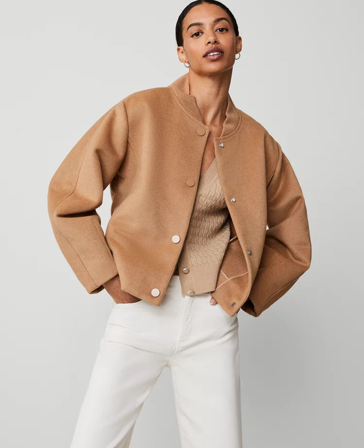 Bomber Snap Front Jacket | Ann Taylor