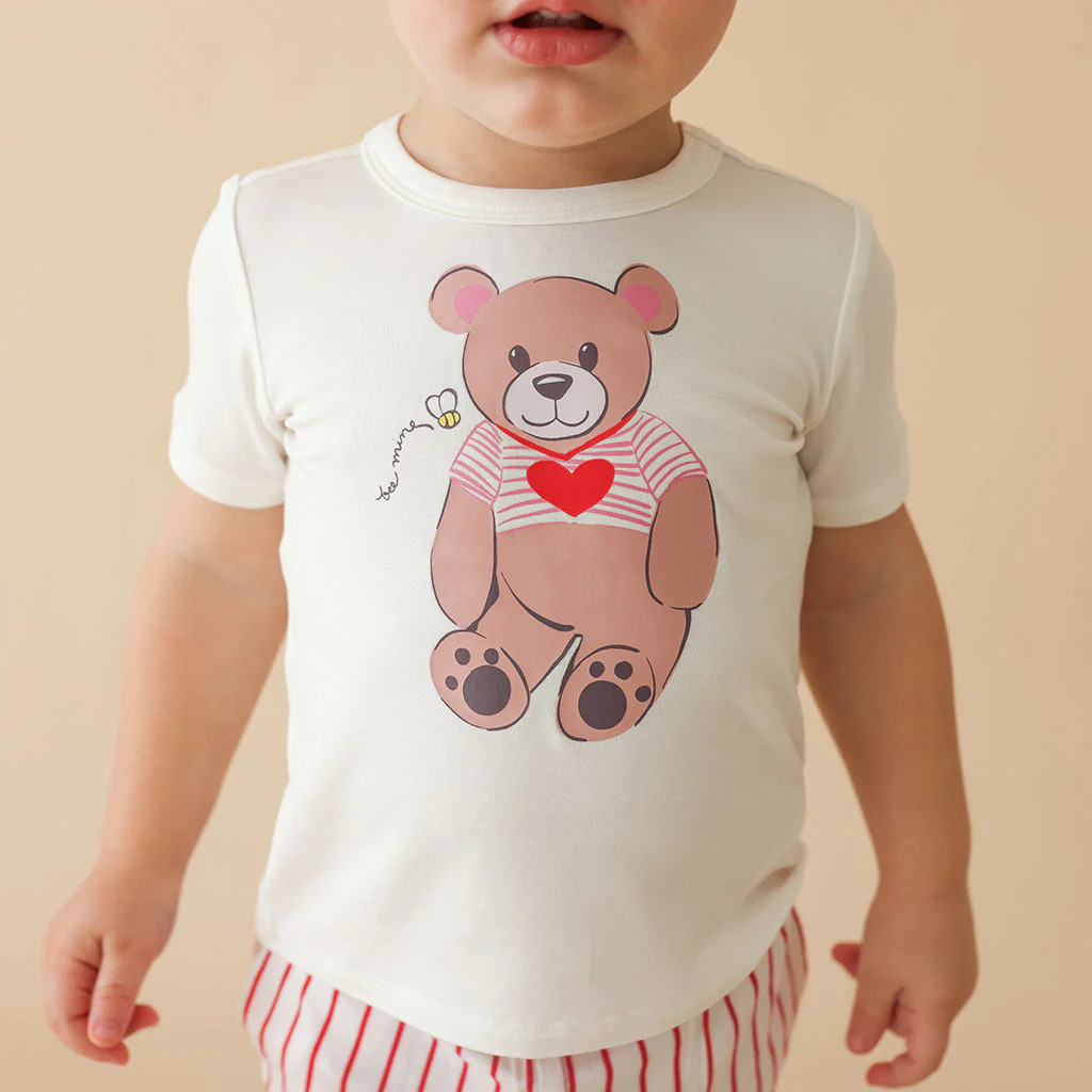 Teddy White Short Sleeve Theodoromeo Classic Tee | Posh Peanut® | Posh Peanut