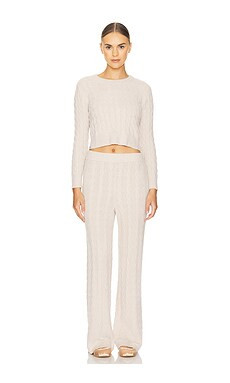Barefoot Dreams x REVOLVE CozyChic Lite Cable Pullover & Pant Set in Stone from Revolve.com | Revolve Clothing (Global)