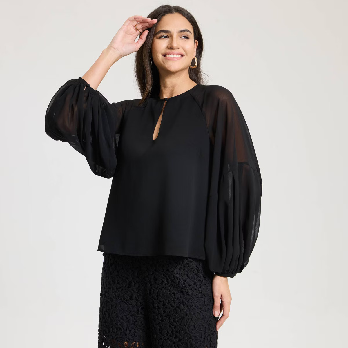Women's Chiffon Puff Sleeve Blouse - A New Day™ | Target