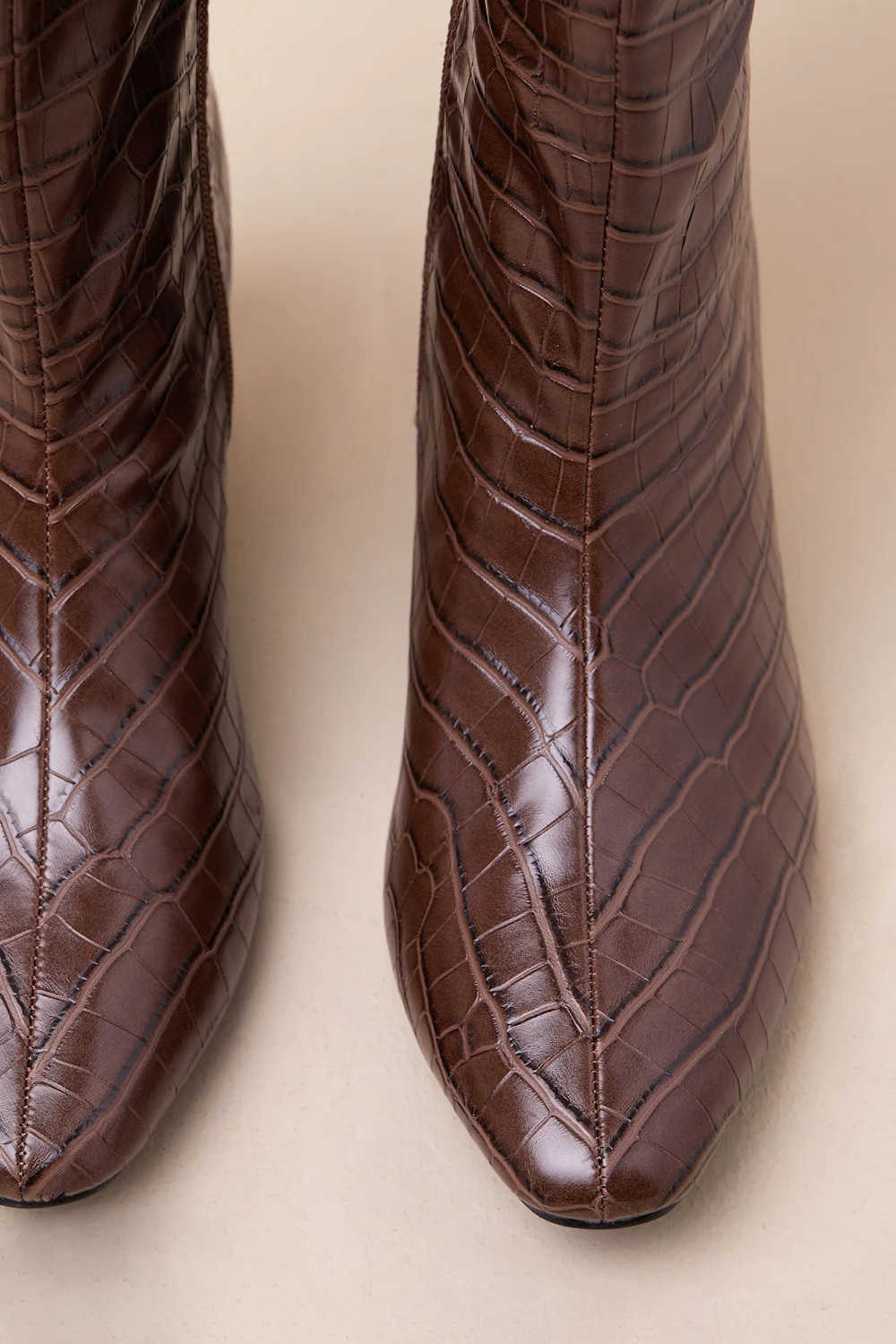 Rohmer Chocolate Croc-Embossed Over-the-Knee Boots | Lulus