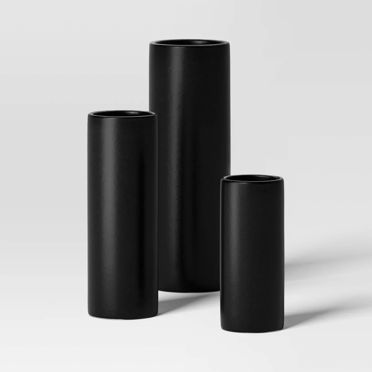 3pc Vase Set Ceramic Cylinder Black - Room Essentials™ | Target