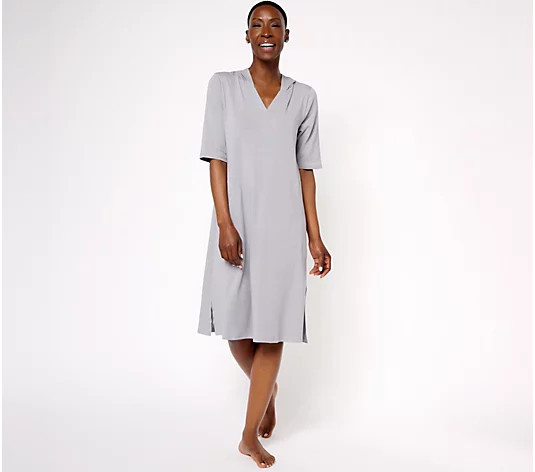 Cuddl Duds Cotton Core Hoodie Lounger Dress | QVC