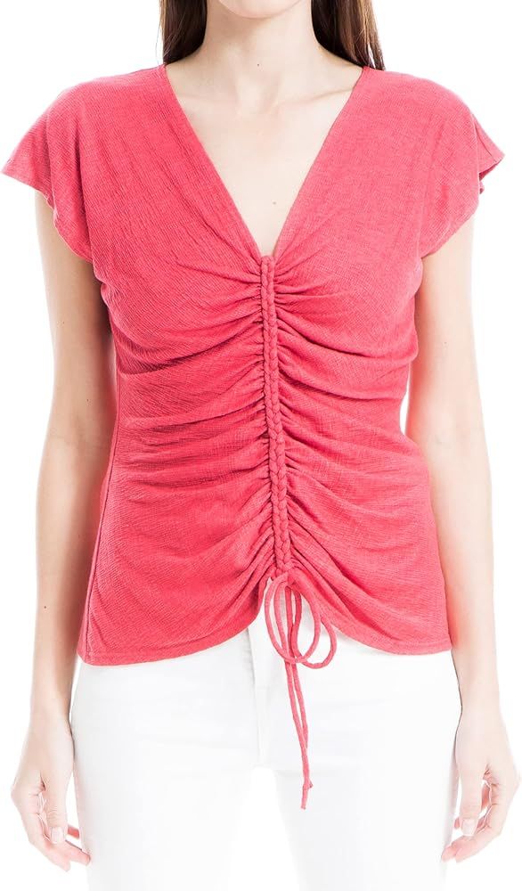 Max Studio Women's Center Cinched Short Sleeve Top | Amazon (US)