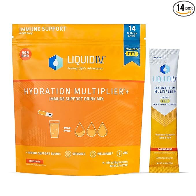 Liquid I.V. Hydration Multiplier + Immune Support - Tangerine - Hydration Powder Packets | Electr... | Amazon (US)