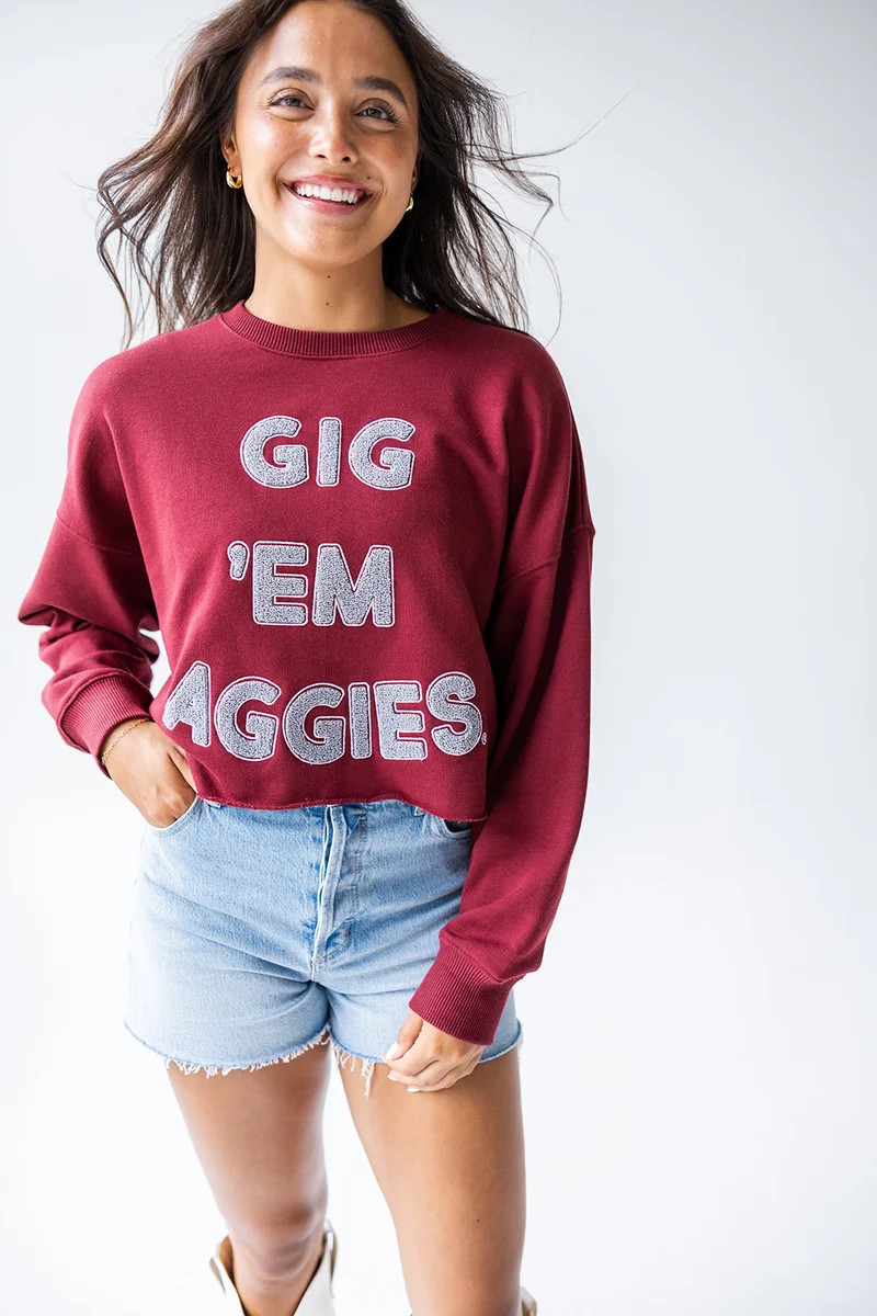 Texas A&M Perkins Chenille Cropped Longsleeve | Gameday Social