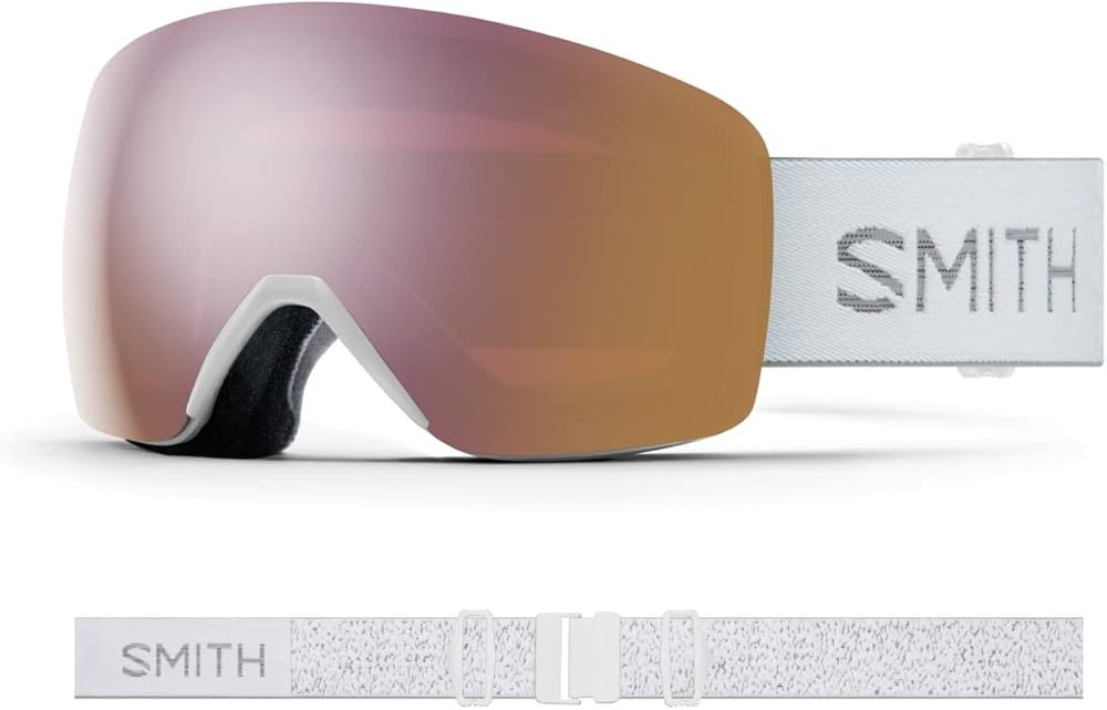 Smith Optics Skyline Unisex Snow Goggle - White Chunky Knit, ChromaPop Everyday Rose Gold Mirror | Amazon (US)