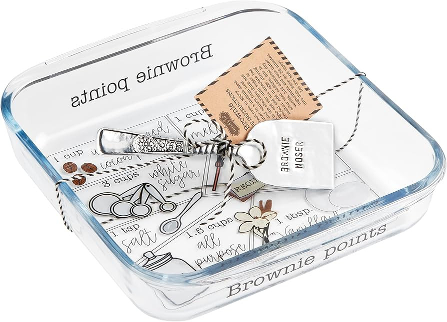 Mud Pie Brownie Baker Recipe Set, Glass, 10 1/2" x 9 1/2" | spatula 6" | Amazon (US)