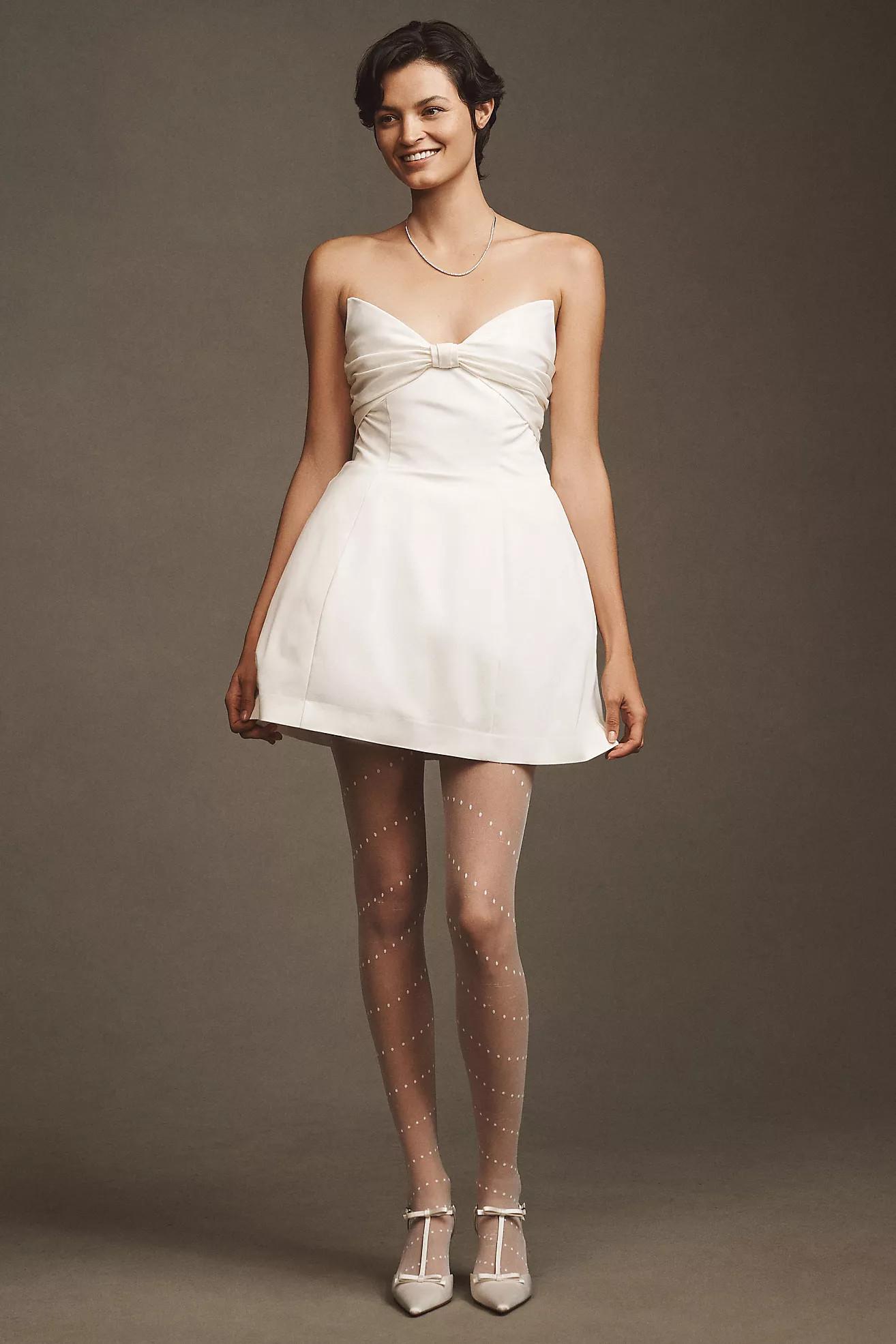 BHLDN Strapless Bow Fit & Flare Mini Dress | Anthropologie (US)