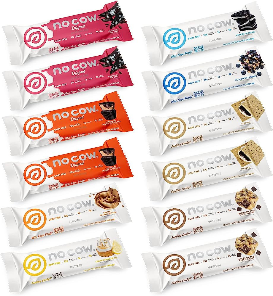 No Cow High Protein Bars, Brand Sampler Pack, 20g Plus Plant Based Vegan Protein, Keto Friendly, ... | Amazon (US)
