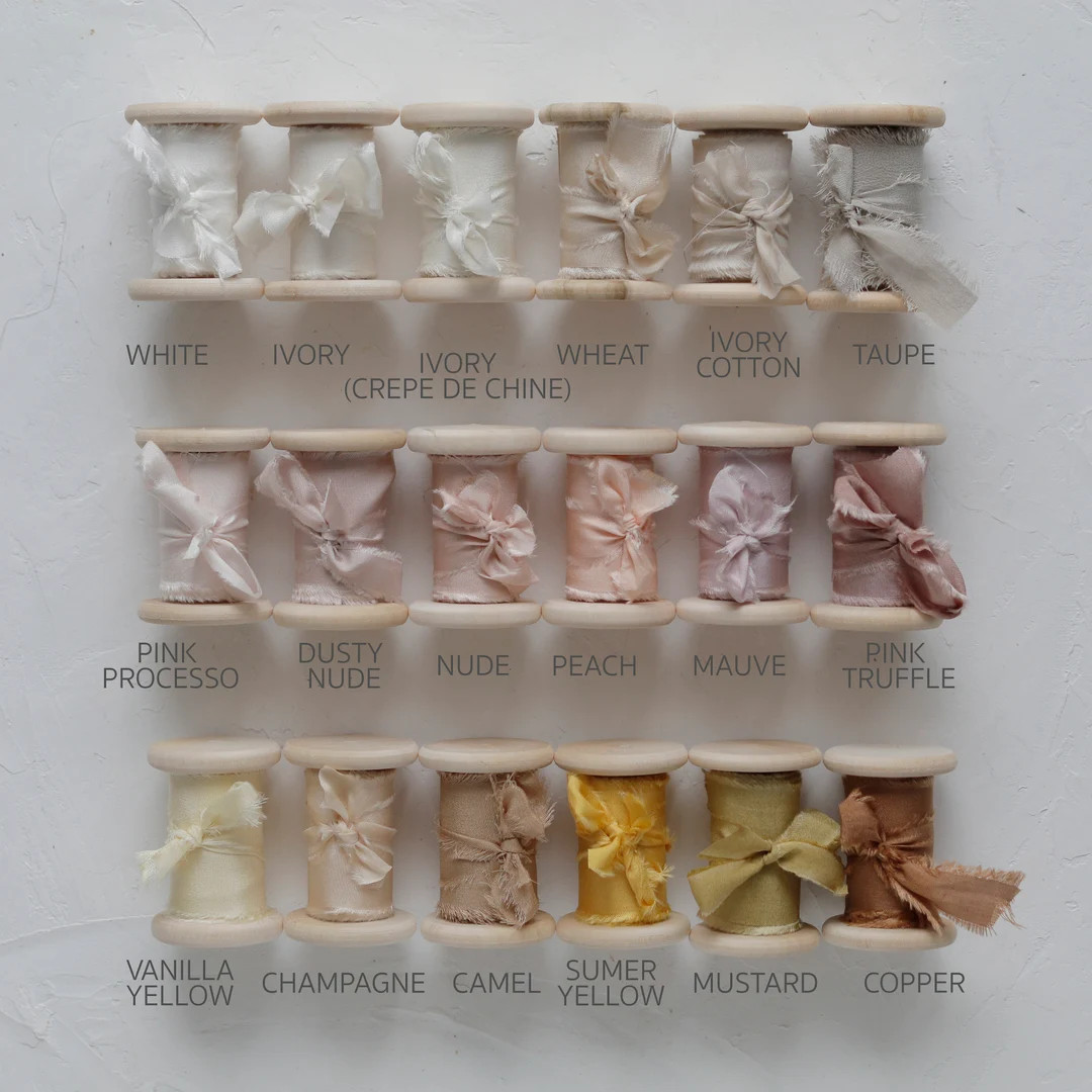 Hand Dyed Neutral Silk Ribbon Neutral Wedding Ribbon for Wedding Bouquets Invitations Wedding Dec... | Etsy (US)