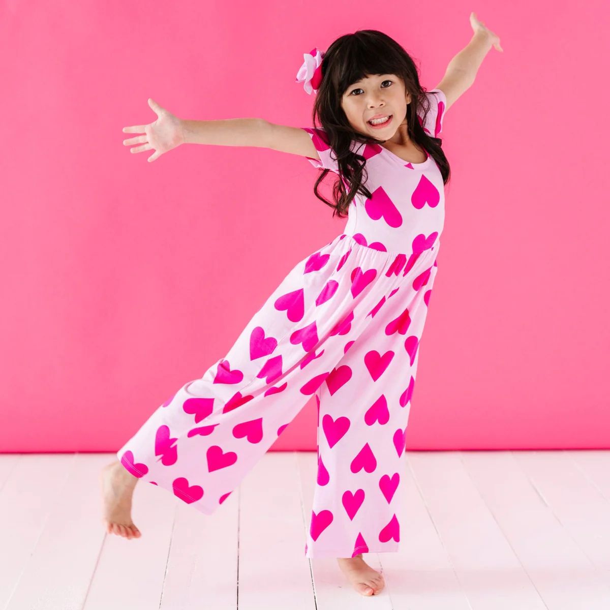 Perfectly Pink Girls Wide Leg Jumpsuit | Bums & Roses